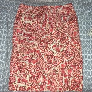 Loft Paisley Pencil Skirt